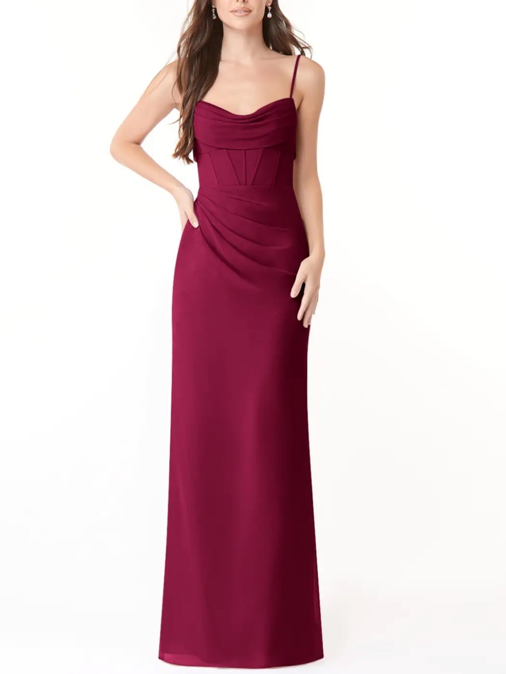 Azazie Burgundy Spaghetti-Strap Maxi Dress